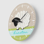 パーソナライズな一流の小さい子ヒツジの子供部屋の時計 ラージ壁時計 (傾斜)