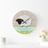 パーソナライズな一流の小さい子ヒツジの子供部屋の時計 ラージ壁時計 (ホーム)