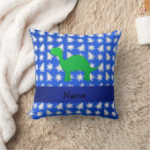 パーソナライズな一流の恐竜の青い雪片の木 クッション (ブランケット)