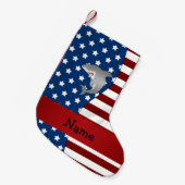パーソナライズな一流の愛国心が強い鮫 スモールクリスマスストッキング (正面 (吊り時))