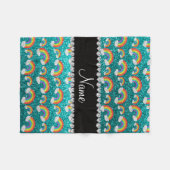 パーソナライズな一流の明るい水のグリッターの虹 フリースブランケット (正面(横))