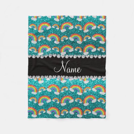 パーソナライズな一流の明るい水のグリッターの虹 フリースブランケット (正面)