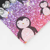 パーソナライズな一流の明るい虹のグリッターのペンギン フリースブランケット (角)