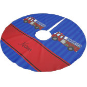 パーソナライズな一流の普通消防車の青い縞 ブラッシュドポリエステルツリースカート (アングル)