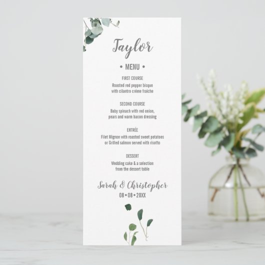 パーソナライズな一流の植物の緑の草木はメニューを去ります メニュー (スタンド正面)