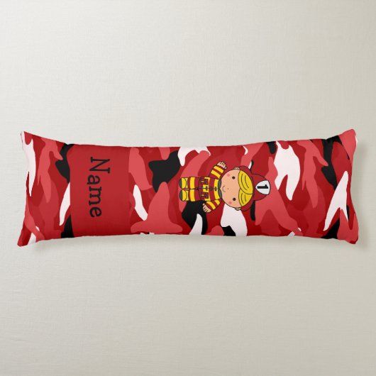 パーソナライズな一流の消防士の赤の迷彩柄 ボディピロー (正面)