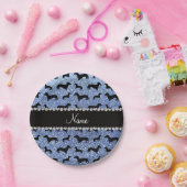 パーソナライズな一流の淡いブルーのグリッターのダックスフント ペーパープレート (パーティー)