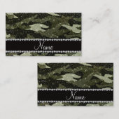 パーソナライズな一流の深緑色のグリッターのカムフラージュ コーリングカード (正面/裏面)