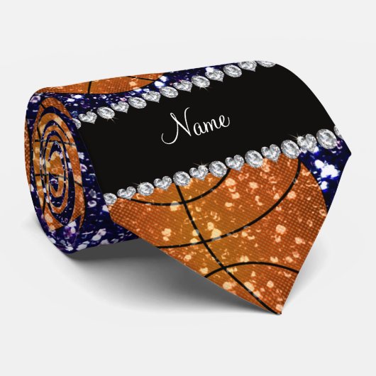 パーソナライズな一流の濃紺のグリッターのバスケットボール ネクタイ (ロール)