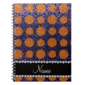 パーソナライズな一流の濃紺のグリッターのバスケットボール ノートブック (正面)