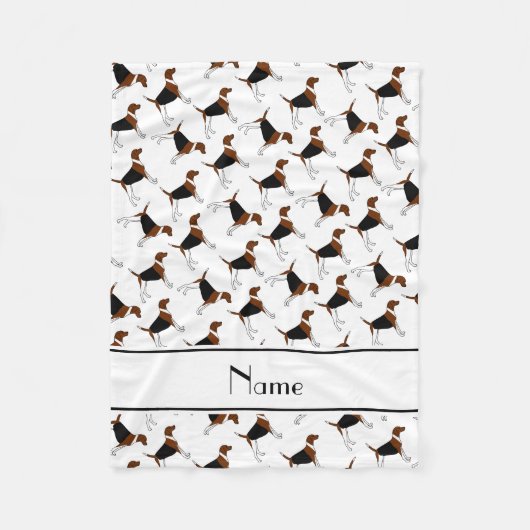 パーソナライズな一流の白いアメリカfoxhound犬 フリースブランケット (正面)