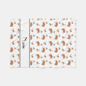 パーソナライズな一流の白いウェルシュコーギーのペンブローク犬 フリースブランケット (正面(横))