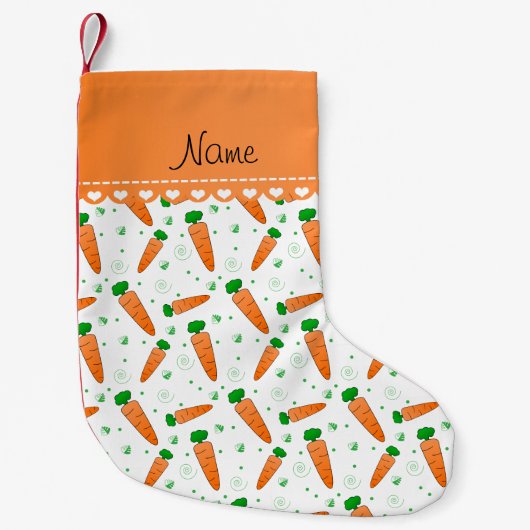 パーソナライズな一流の白いオレンジにんじん スモールクリスマスストッキング (正面)