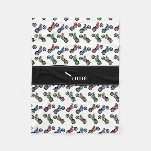 パーソナライズな一流の白いオートバイ フリースブランケット (正面)