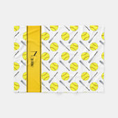 パーソナライズな一流の白いソフトボールパターン フリースブランケット (正面(横))