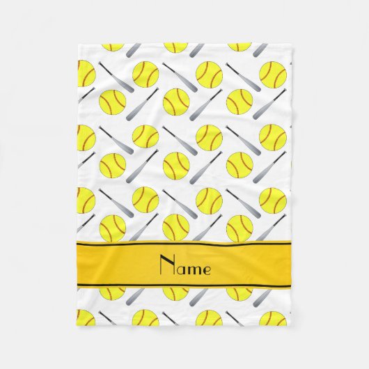 パーソナライズな一流の白いソフトボールパターン フリースブランケット (正面)