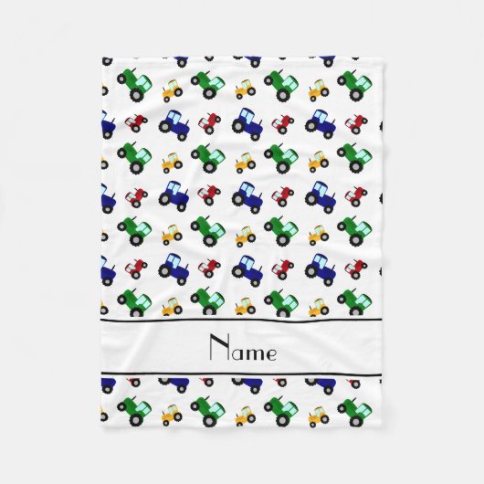 パーソナライズな一流の白いトラクター フリースブランケット (正面)