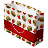 パーソナライズな一流の白いハンバーガーの揚げ物 ラージペーパーバッグ (裏面アングル)