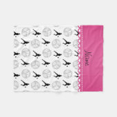 パーソナライズな一流の白いバレーボールのシルエット フリースブランケット (正面(横))