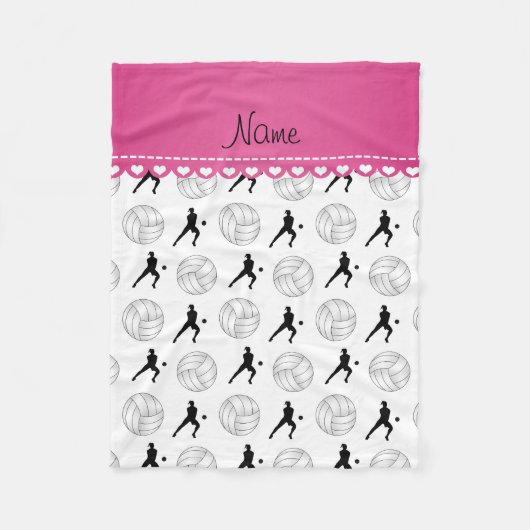 パーソナライズな一流の白いバレーボールのシルエット フリースブランケット (正面)
