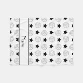 パーソナライズな一流の白いバレーボールの黒の星 フリースブランケット (正面(横))