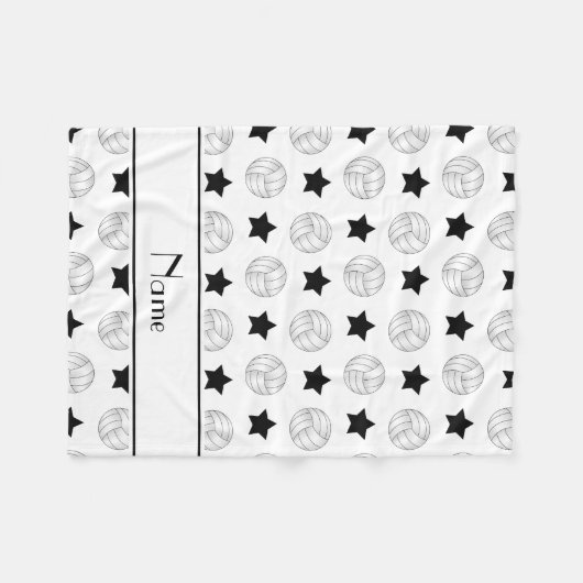 パーソナライズな一流の白いバレーボールの黒の星 フリースブランケット (正面(横))