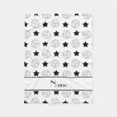 パーソナライズな一流の白いバレーボールの黒の星 フリースブランケット (正面)