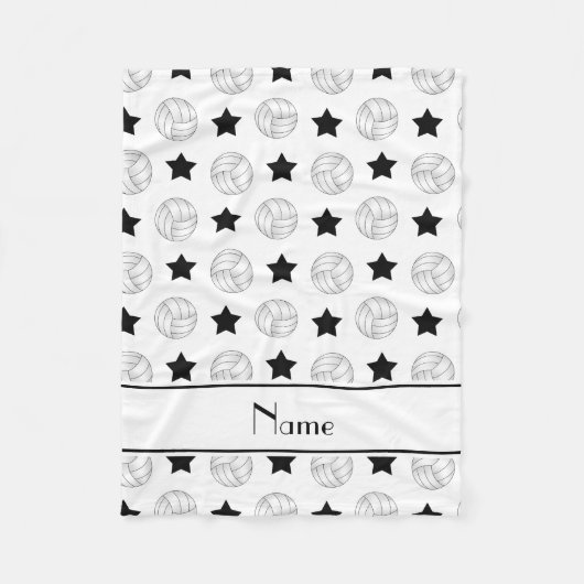 パーソナライズな一流の白いバレーボールの黒の星 フリースブランケット (正面)