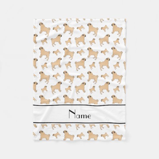 パーソナライズな一流の白いパグ犬 フリースブランケット (正面)