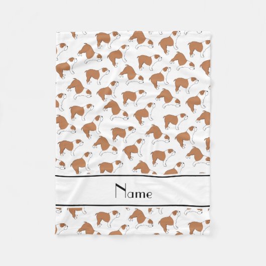 パーソナライズな一流の白いブルドッグ フリースブランケット (正面)