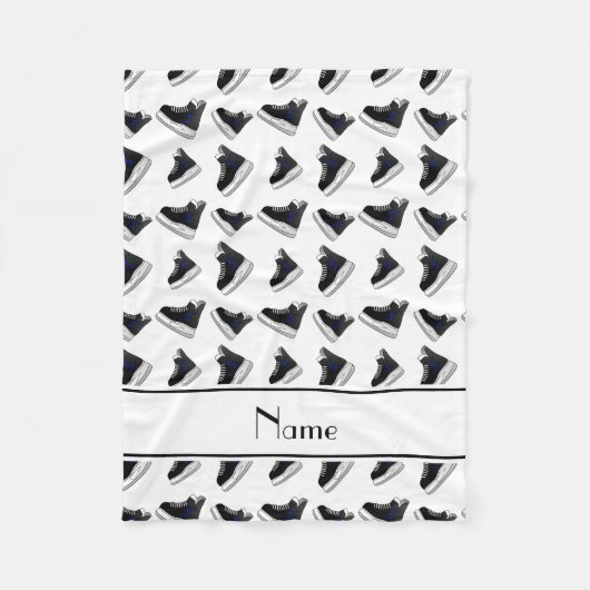 パーソナライズな一流の白いホッケーのスケート フリースブランケット (正面)