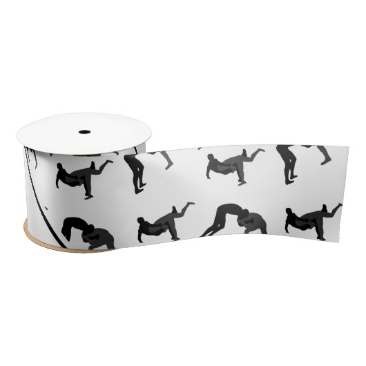 パーソナライズな一流の白いレスリングのシルエット サテンリボン (リール)