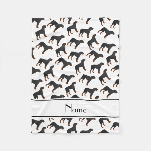 パーソナライズな一流の白いロットワイラー犬パターン フリースブランケット (正面)