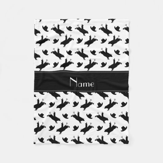 パーソナライズな一流の白いロデオの雄牛の乗馬パターン フリースブランケット (正面)