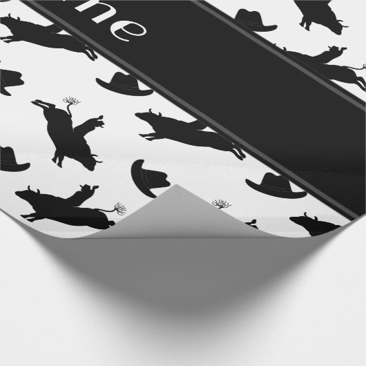 パーソナライズな一流の白いロデオの雄牛の乗馬パターン ラッピングペーパー (角)