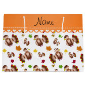 パーソナライズな一流の白い七面鳥の葉 ラージペーパーバッグ (正面)