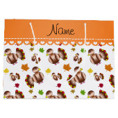 パーソナライズな一流の白い七面鳥の葉 ラージペーパーバッグ (裏面)