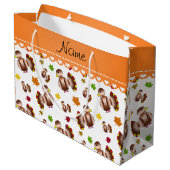 パーソナライズな一流の白い七面鳥の葉 ラージペーパーバッグ (裏面アングル)