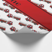 パーソナライズな一流の白い普通消防車の赤のストライブ柄 ラッピングペーパー (角)