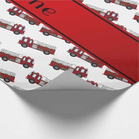 パーソナライズな一流の白い普通消防車の赤のストライブ柄 ラッピングペーパー (角)