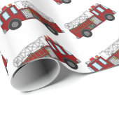 パーソナライズな一流の白い普通消防車の赤のストライブ柄 ラッピングペーパー (ロールコーナー)