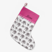 パーソナライズな一流の白い灰色象 スモールクリスマスストッキング (正面 (吊り時))