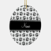 パーソナライズな一流の白い犬の足のプリント セラミックオーナメント (右)