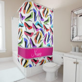 パーソナライズな一流の白い虹のヒョウのハイヒール シャワーカーテン (インサイチュ)