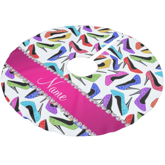 パーソナライズな一流の白い虹のヒョウのハイヒール ブラッシュドポリエステルツリースカート (アングル)