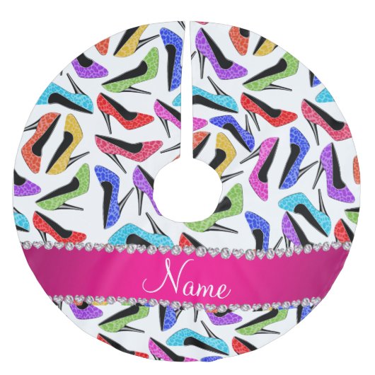 パーソナライズな一流の白い虹のヒョウのハイヒール ブラッシュドポリエステルツリースカート (正面)