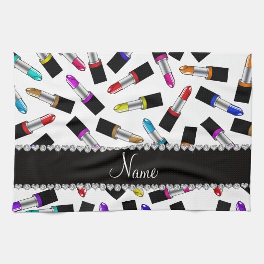 パーソナライズな一流の白い虹の口紅 キッチンタオル (横)