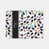 パーソナライズな一流の白い虹の口紅 フリースブランケット (正面(横))