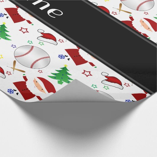 パーソナライズな一流の白い野球のクリスマス ラッピングペーパー (角)