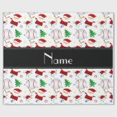 パーソナライズな一流の白い野球のクリスマス ラッピングペーパー (フラット)